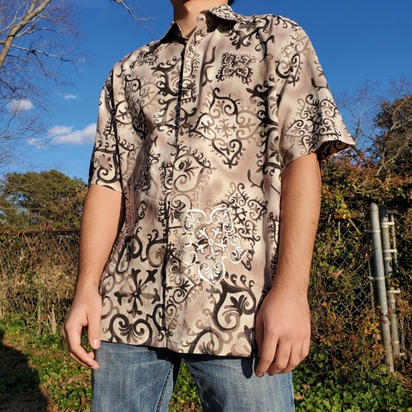 Silk Short-Sleeve Button-Up by Axis - Picture 4 of 4